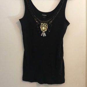 Gorgeous beaded Express black tank